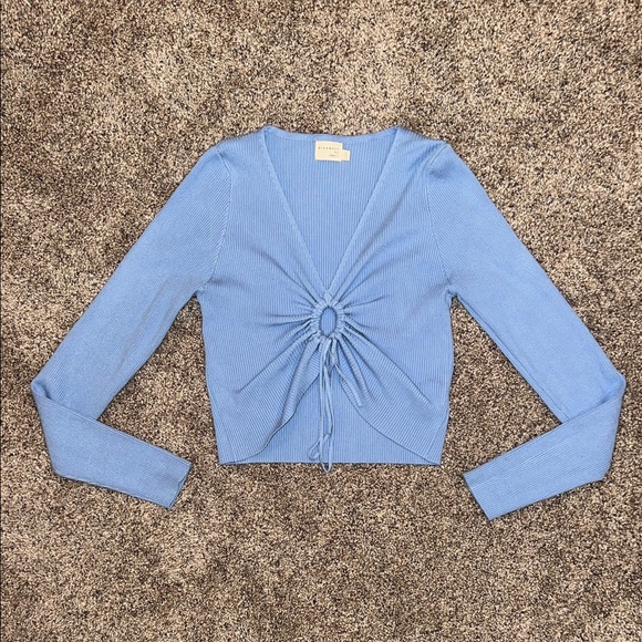 Dreamers By Debut Tops - Women’s Dreamers by Debut Blue Long Sleeve Ruched Tie Top